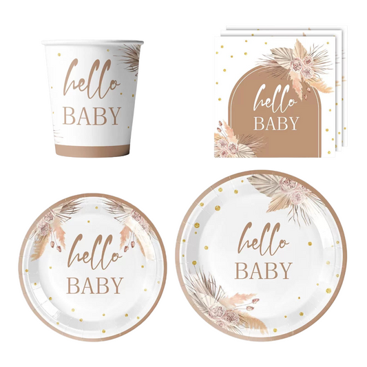 50pc Nude Hello Baby Partyware Bundle