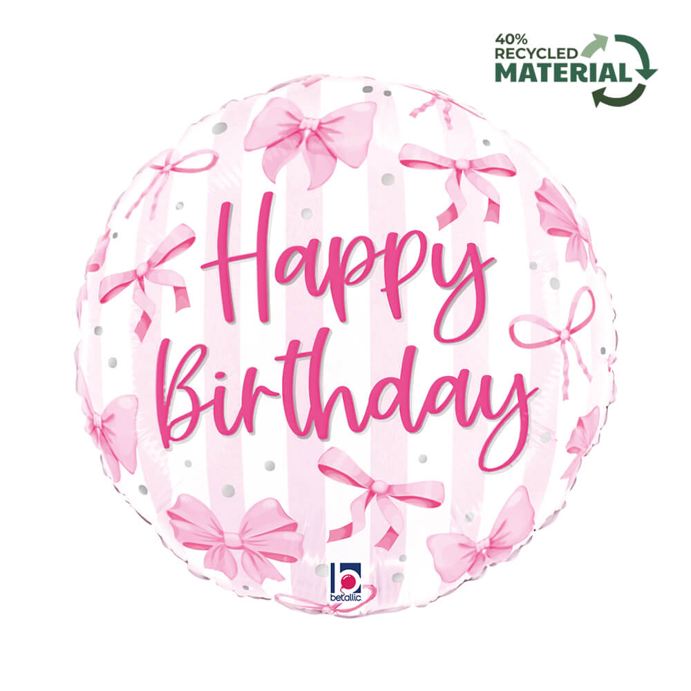 18" Pretty Pink Bow Birthday Foil Balloon