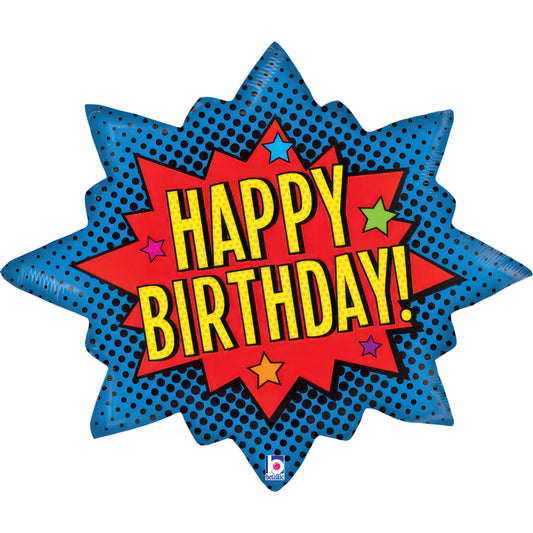 29" Superhero Birthday Burst Foil Balloon