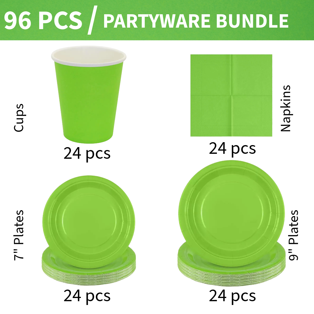 96pc Lime Green Partyware Bundle