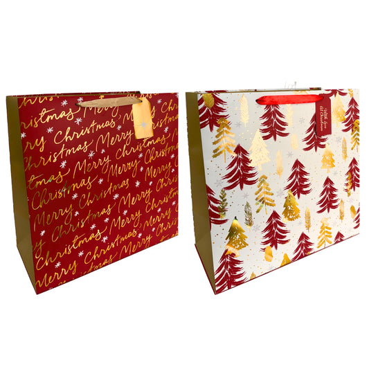 Merry & Bright Christmas Paper Bags (Square)