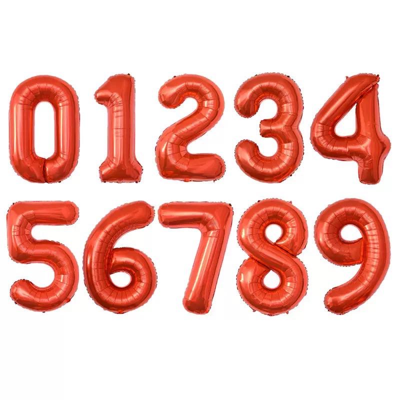 40" Red Number Balloons