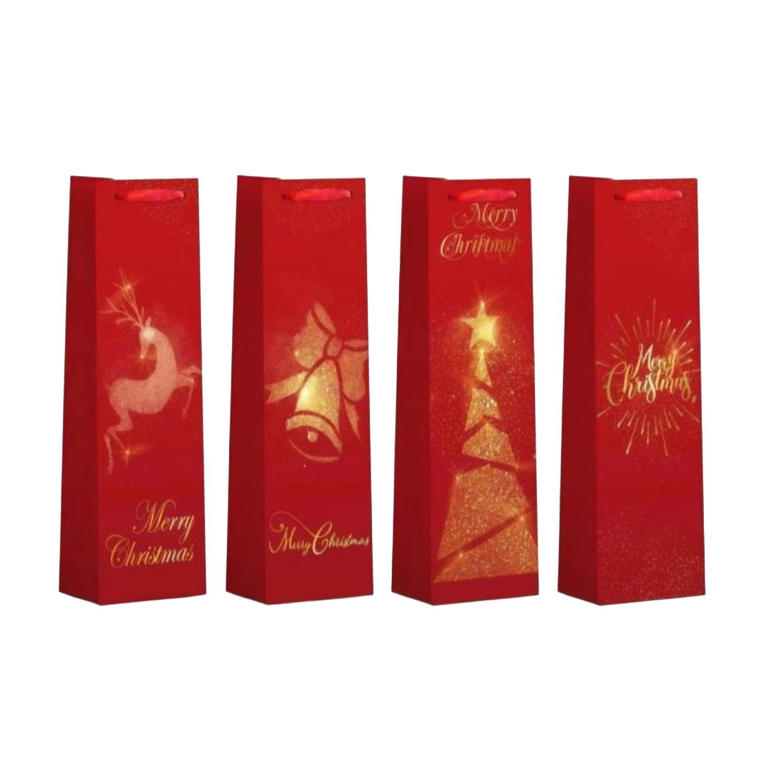 Red Christmas Bottle Gift Bag