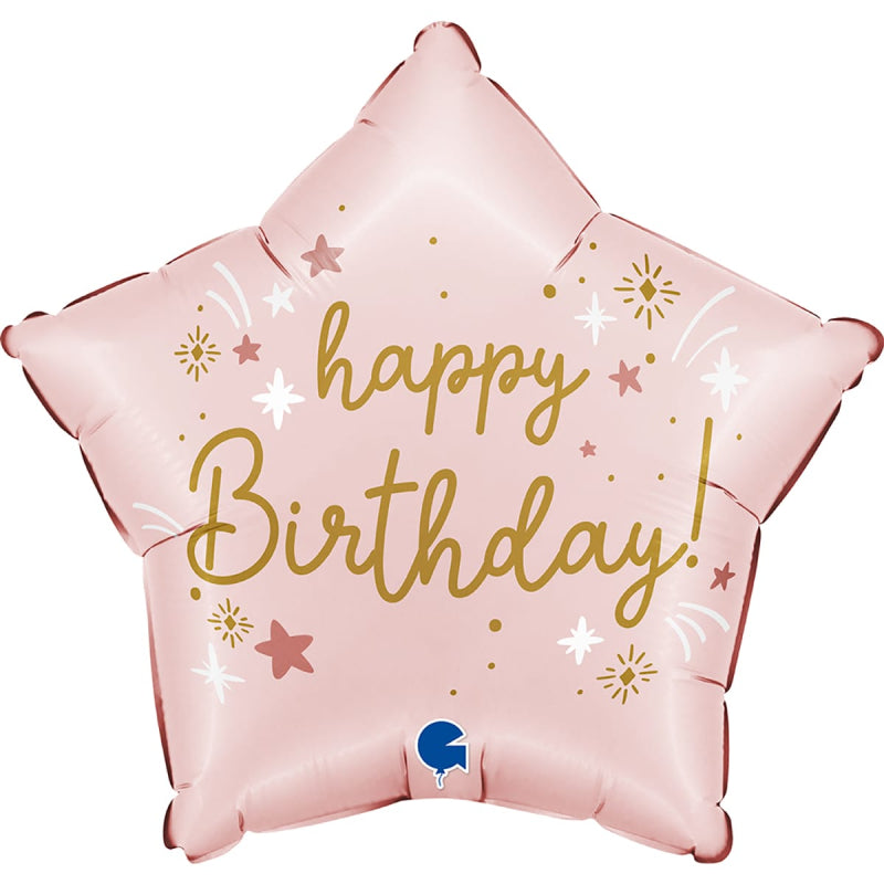 18" Pink Star Birthday Foil Balloon