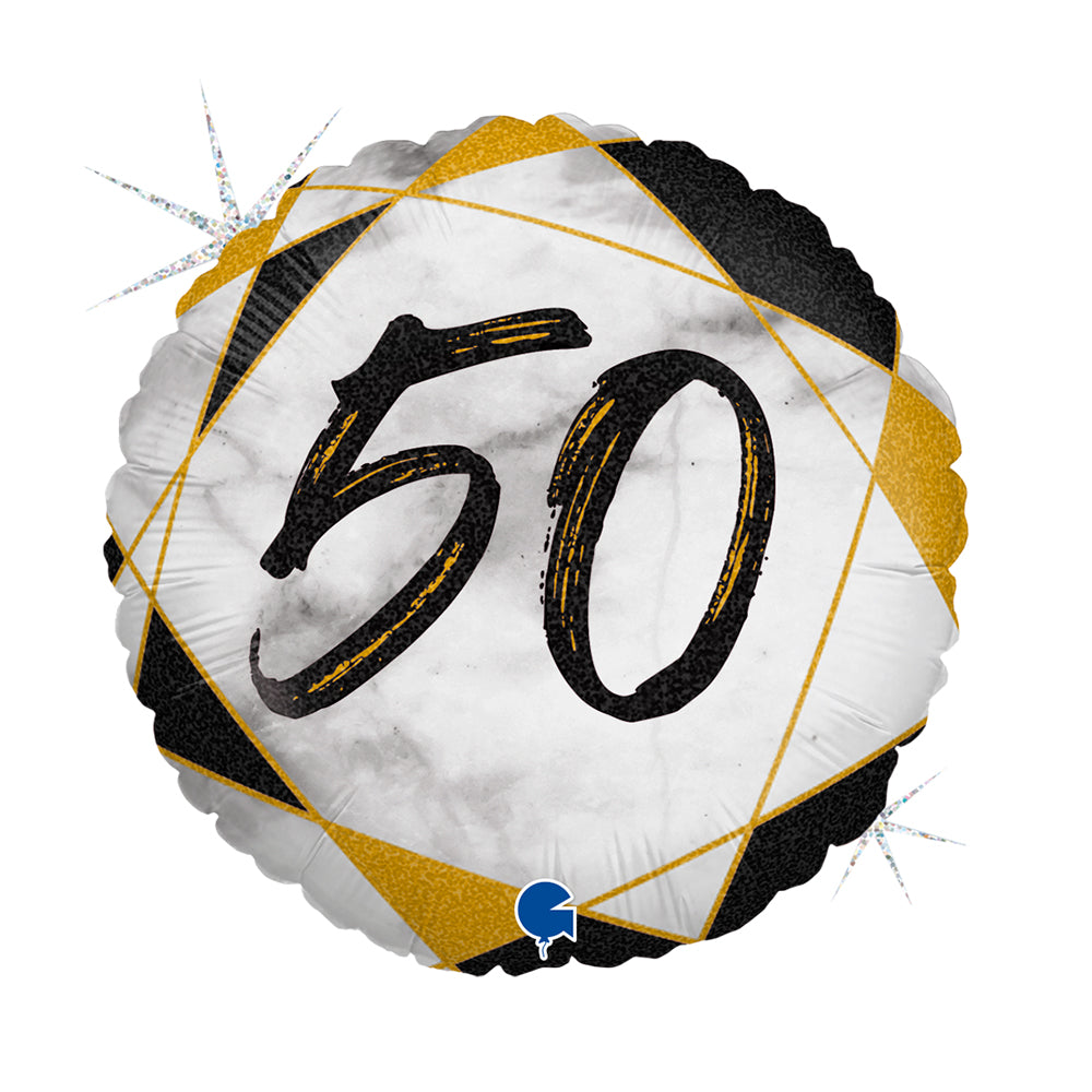 18" Marble Matte 50 Birthday Foil Balloon