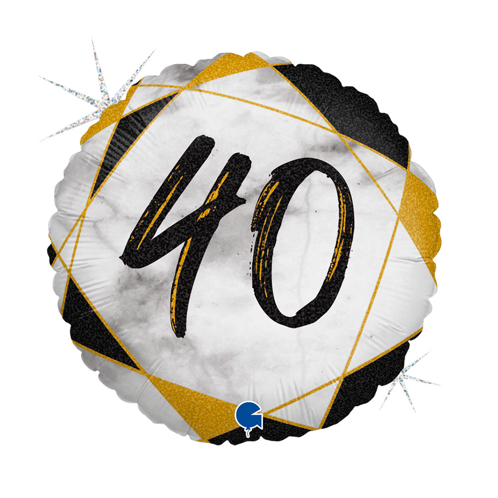 18" Marble Matte 40 Birthday Foil Balloon