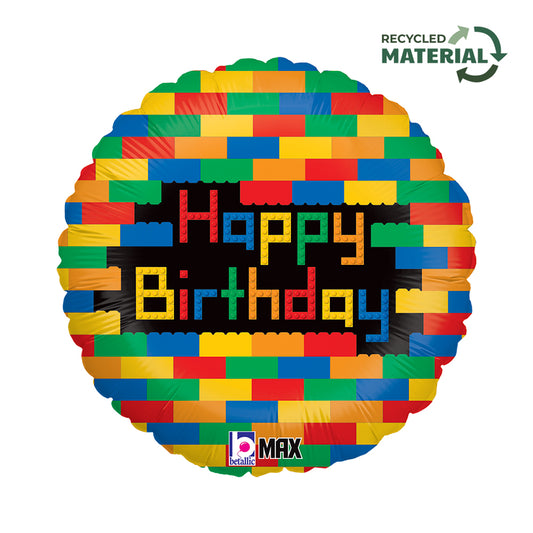 18" Birthday Lego Blocks Foil Balloon