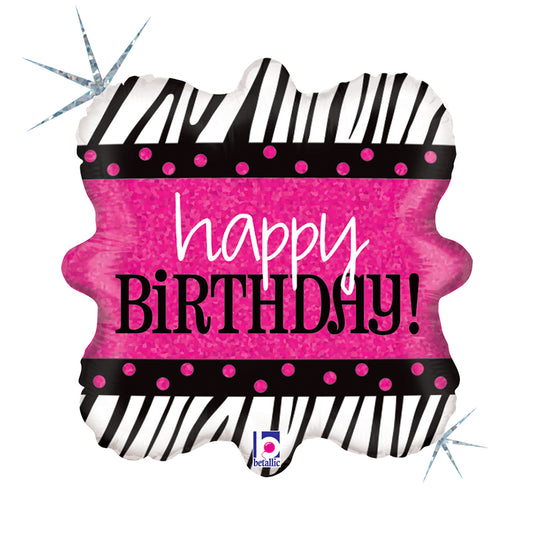 18" Zebra Birthday Foil Balloon