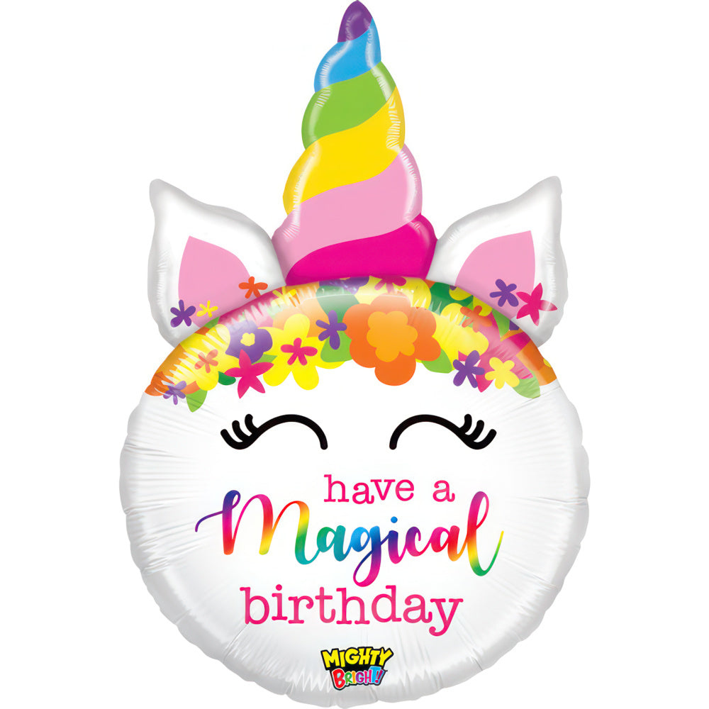 29" Mighty Birthday Unicorn Foil Balloon