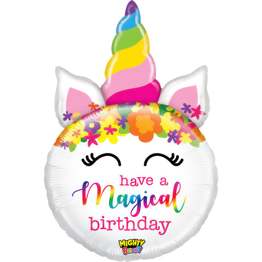 29" Mighty Birthday Unicorn Foil Balloon