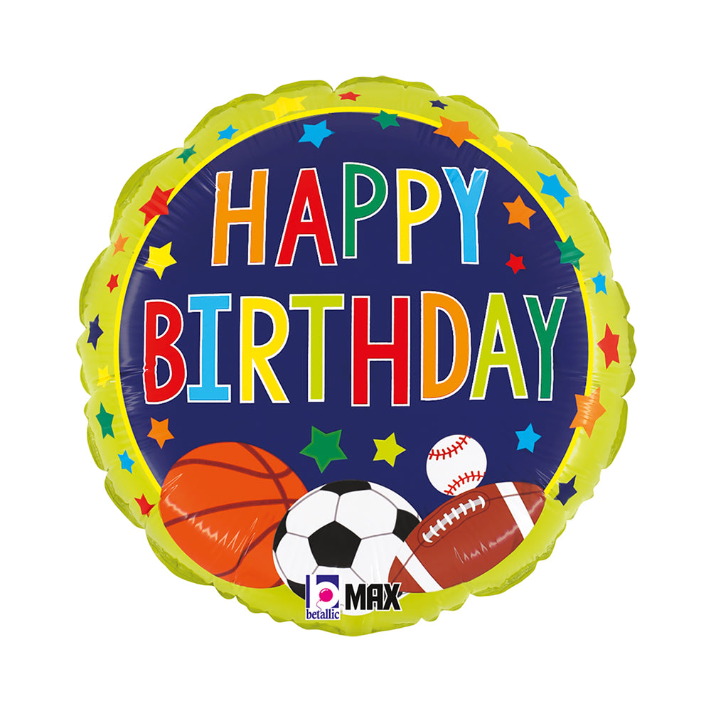 18" Multi-Sports Birthday Foil Balloon