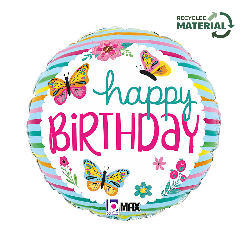 18" Colorful Butterflies Birthday Foil Balloon