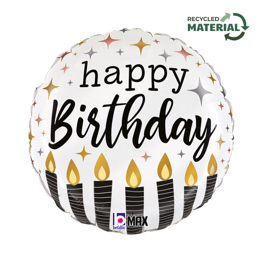 18" Satin Metallic Candle Birthday Foil Balloon