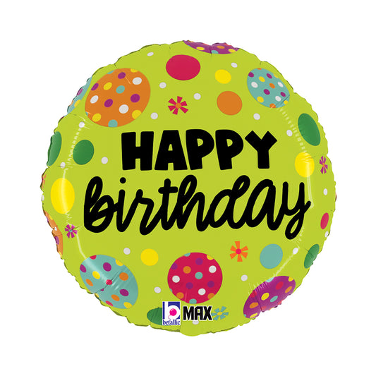 18" Birthday Polka Dots Foil Balloon