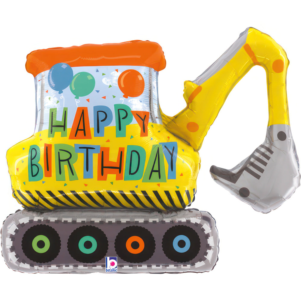 31" Birthday Construction Excavator Foil Balloon