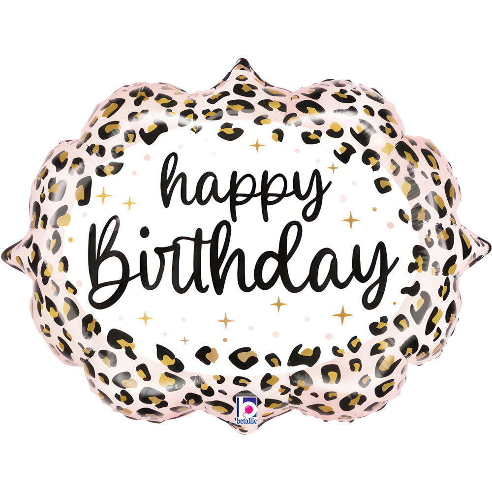 27" Satin Leopard Birthday Foil Balloon