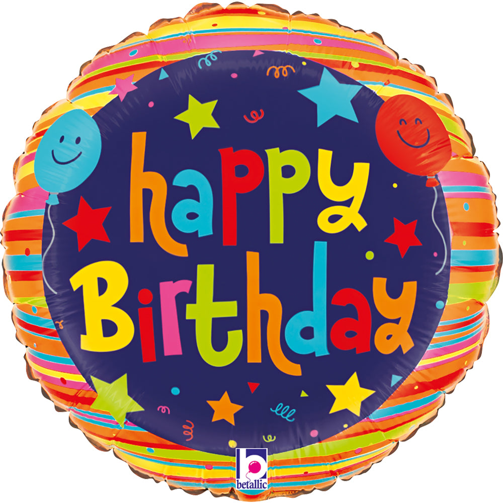 9" Birthday & Stars Foil Balloon