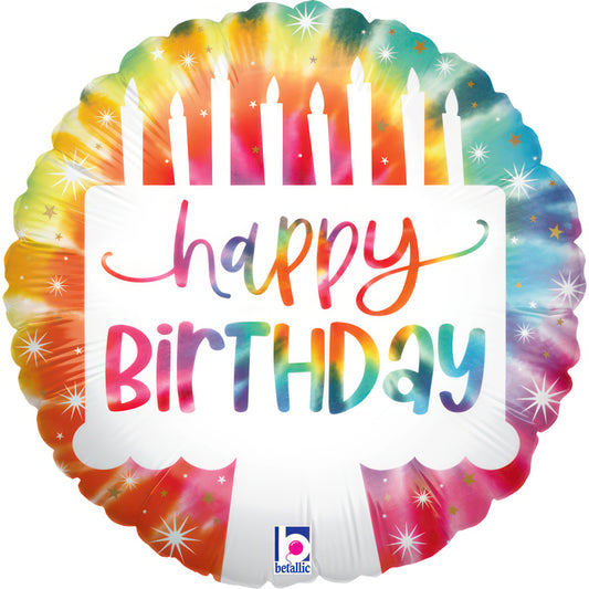 9" Tie-Dye Cake Birthday Foil Balloon