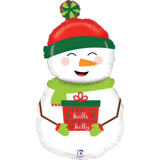 30"  Christmas Holiday Snowman Foil Balloon