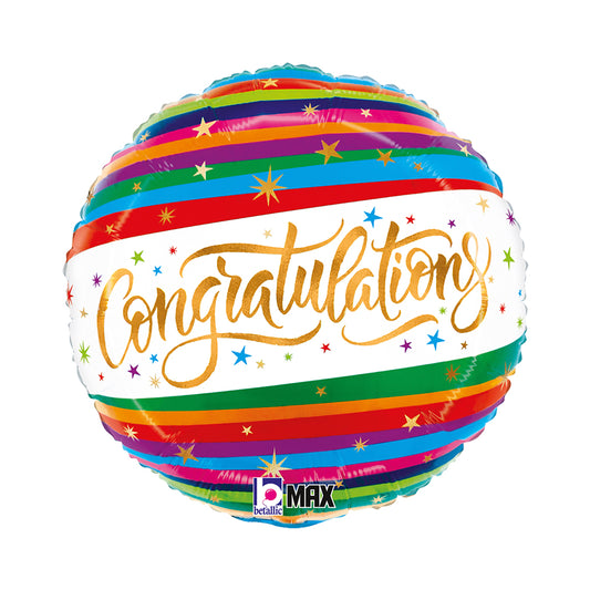 18" Congratulation Fun Stripe Foil Balloon