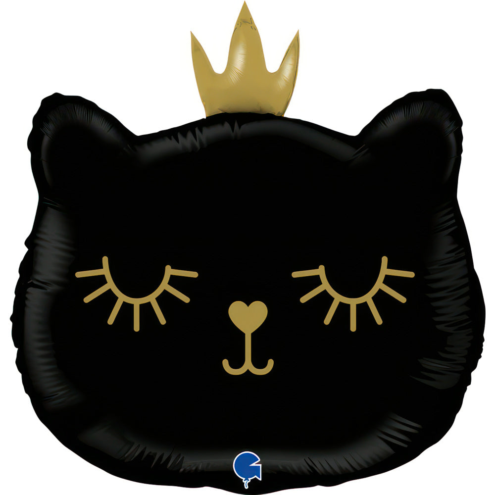 21" Cat Princess - Black Foil Balloon