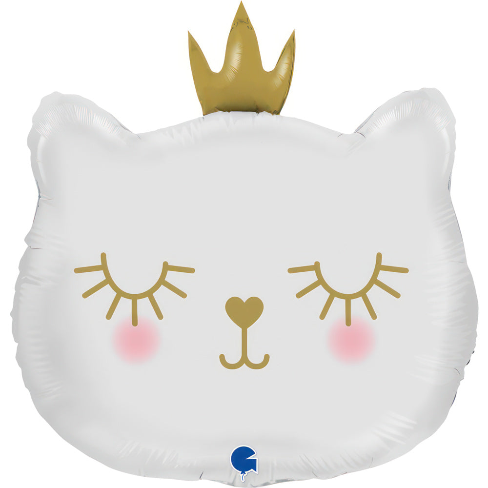 21" Cat Princess - White Foil Balloon