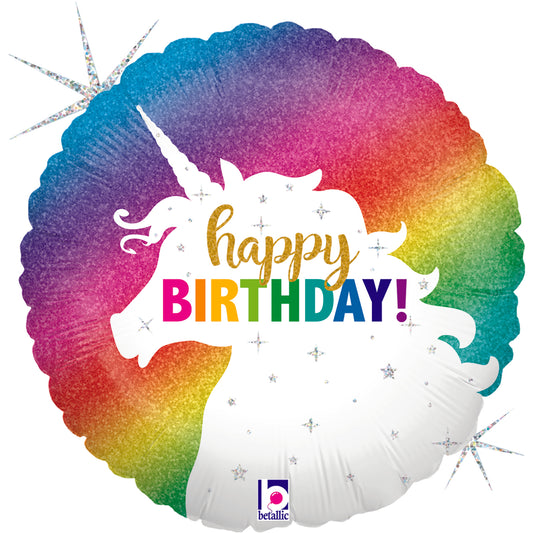 18" Unicorn Rainbow Birthday Foil Balloon
