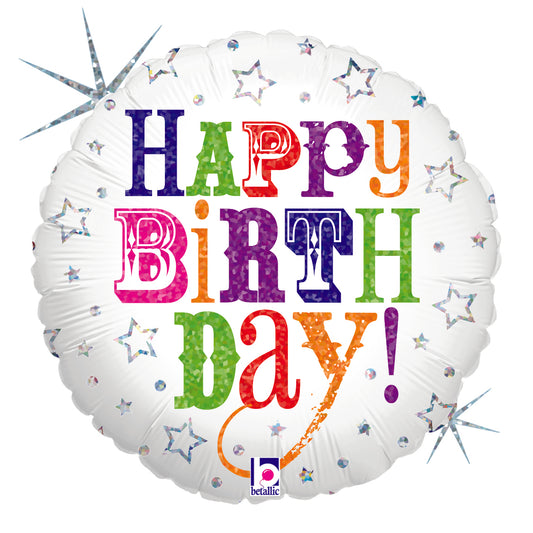 18" Holg. Birthday Greetings Foil Balloon