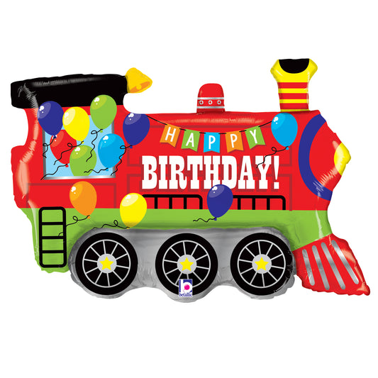 37" Birthday Party Train Foil Balloon