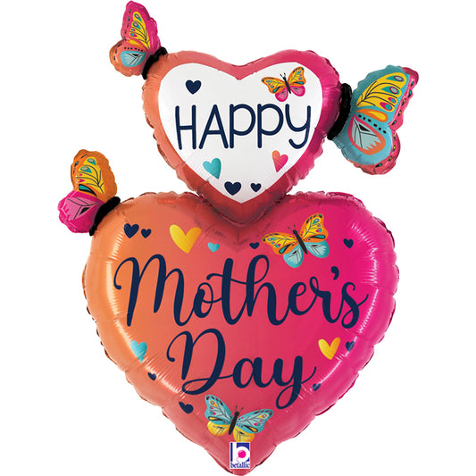 31" Mother's Day Butterfly Hearts Foil Balloon