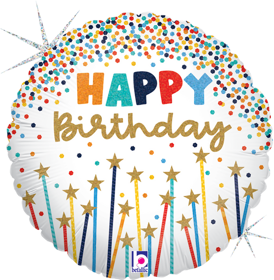 18" Birthday Star Candles Foil Balloon