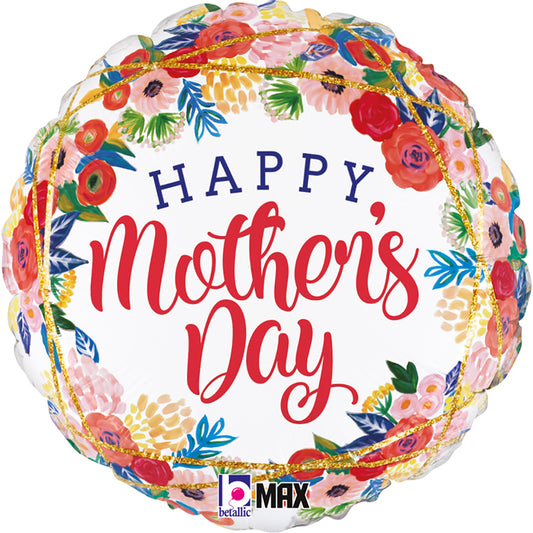 18" Mother's Day Floral Geo Foil Balloon