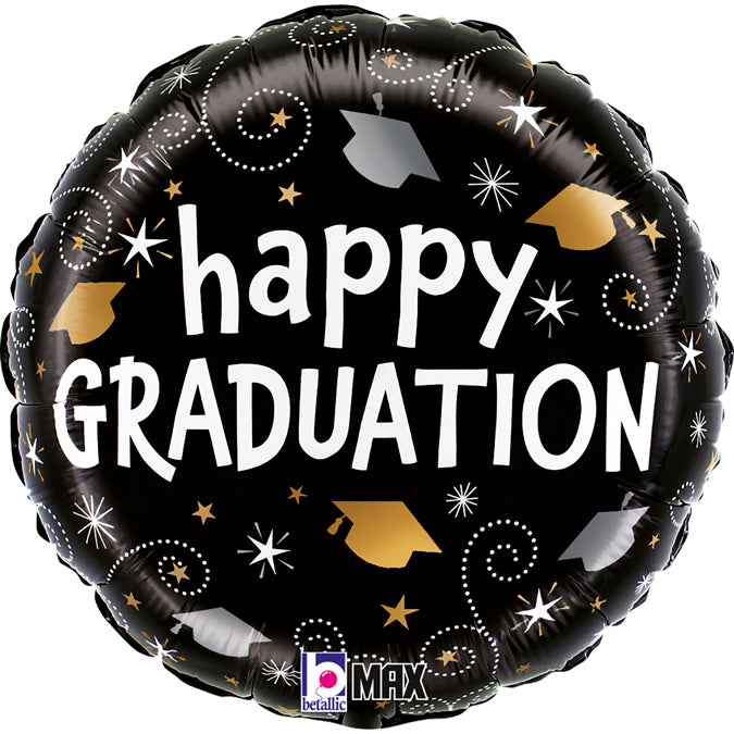 18" Graduation Swirls (2-sided) Foil Balloon
