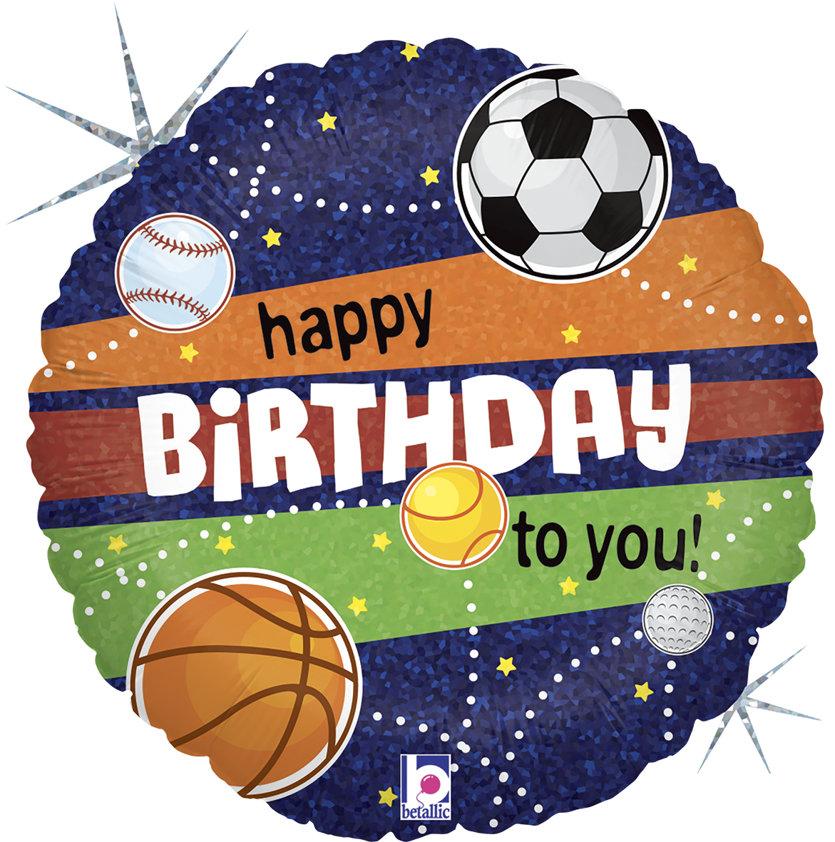 18" Holg. Sports Birthday Foil Balloon