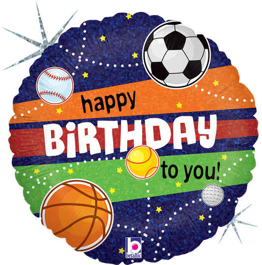 18" Holg. Sports Birthday Foil Balloon