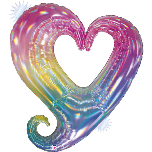 37" Opal Rainbow Chain of Hearts Foil Balloon