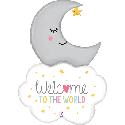 42" Welcome Baby Moon Foil Balloon