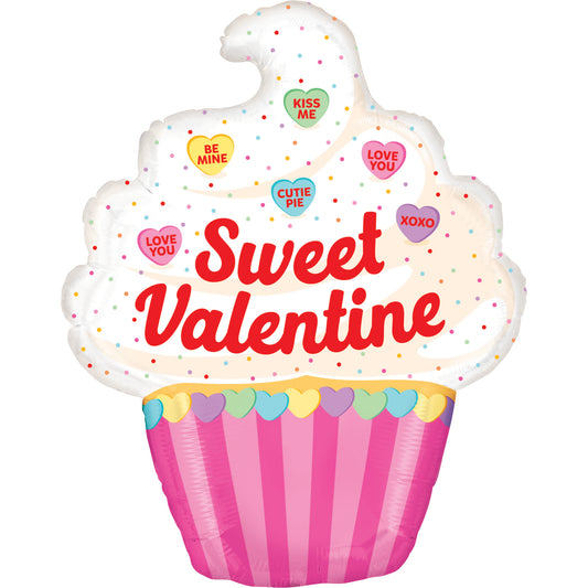 32" Convers. Cupcake Sweet Valentines Foil Balloon