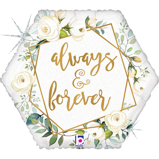 18" Geo Always & Forever Wedding/Love Foil Balloon