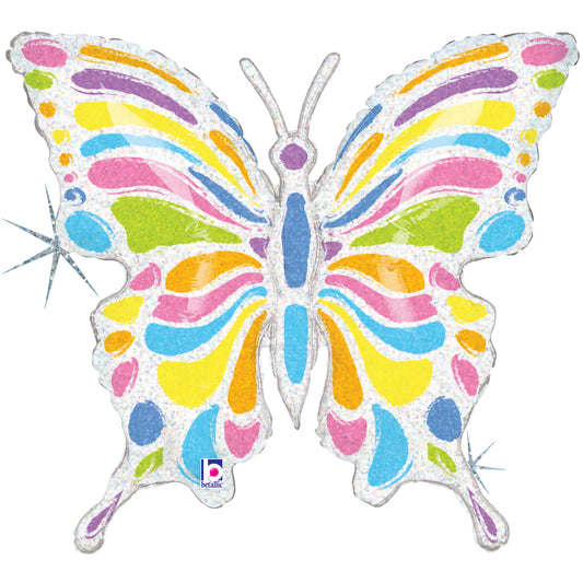 33" Holg. Pastel Butterfly Foil Balloon