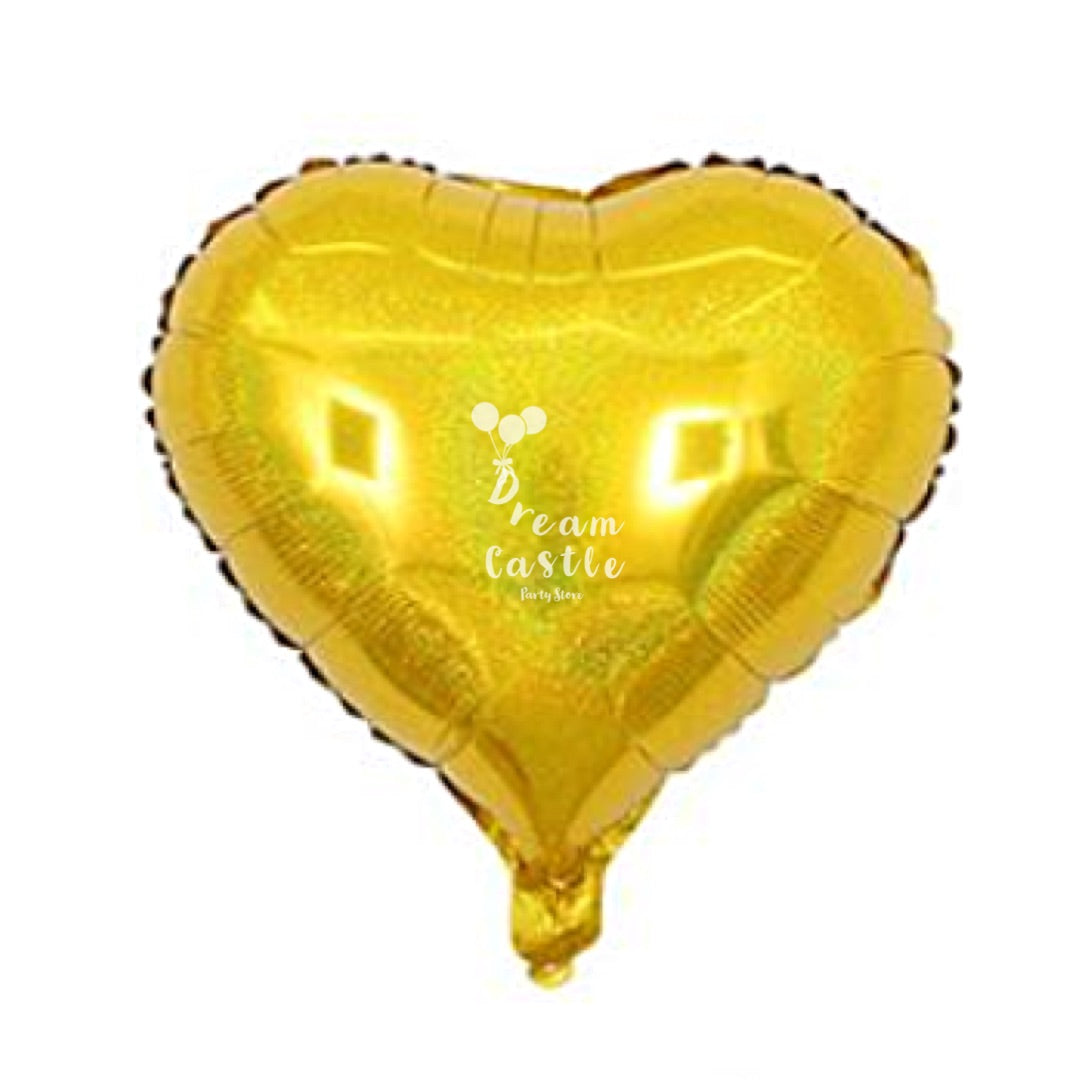 18" Holg. Gold Heart Foil Balloon