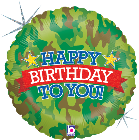 18" Holg. Camouflage Birthday Foil Balloon