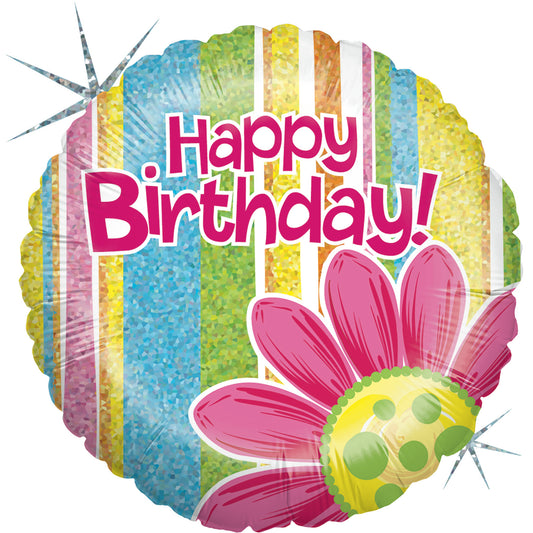 18" Holg. Flower Garden Birthday Foil Balloon