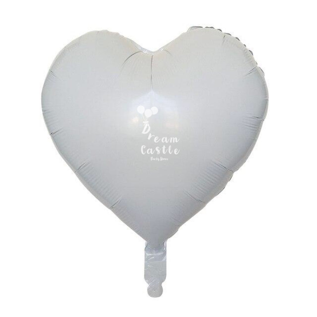 18" White Heart Foil Balloon