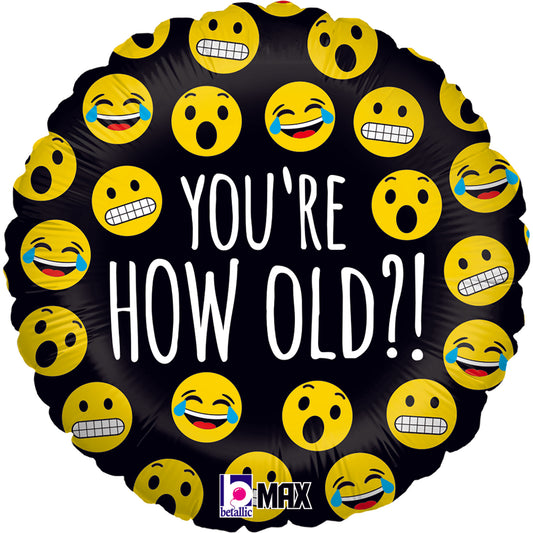 18" Emoji How Old Birthday Foil Balloon