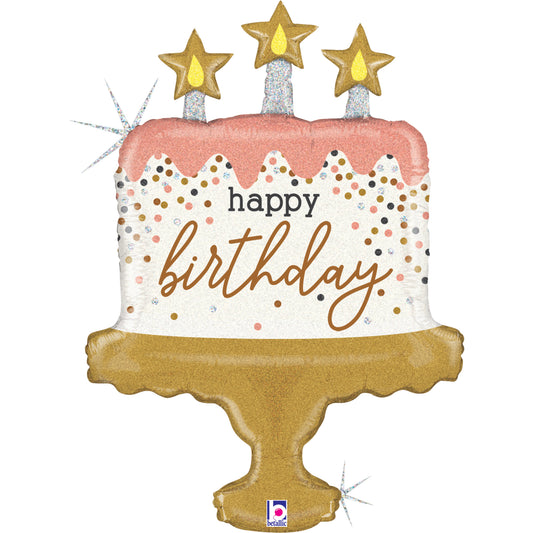 33" Holg. Confetti Birthday Cake Foil Balloon