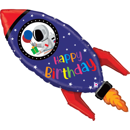 40" Birthday Rocket Foil Balloon