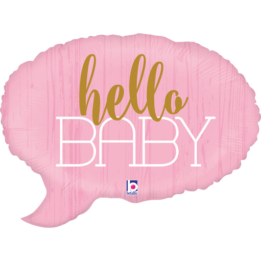 24" Hello Baby Pink Foil Balloon