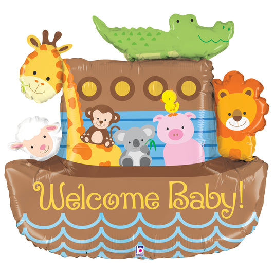37" Noah's Ark Welcome Baby Foil Balloon