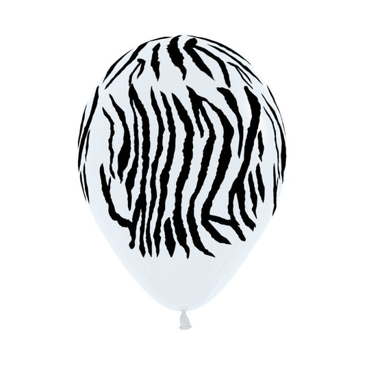 Fashion White Zebra Print Round Latex Balloon